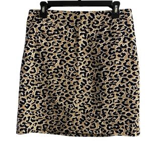 Talbots Leopard‎ Print Pencil Mini Skirt Women Size 8